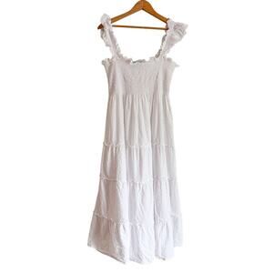 Hill House Ellie Nap Dress Smocked Cottagecore Feminine White Pink Swiss Dot